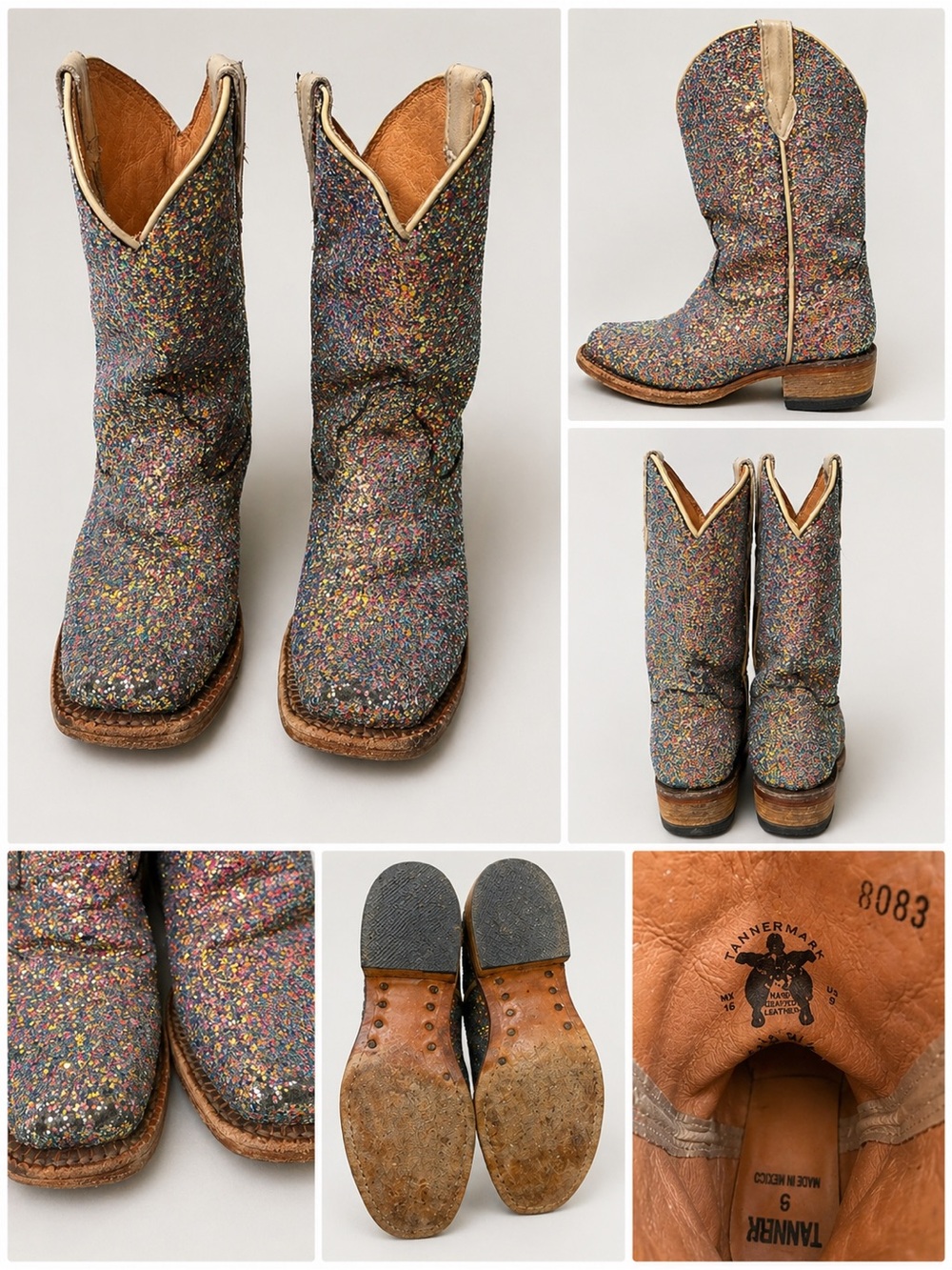 Tanner Mark Glitter Cowgirl Boots - Multicolor